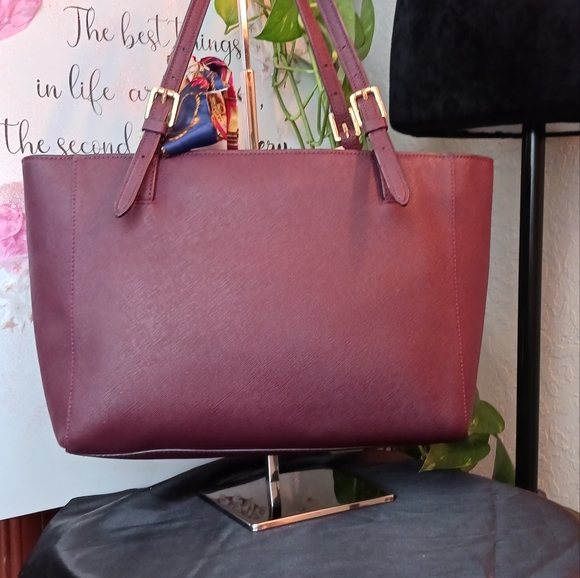 Tory Burch Maroon Emerson Large Tote GUC - Picture 3 of 16